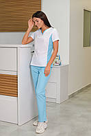 Жіночий медичний костюм "Аріша" біло-блакитний