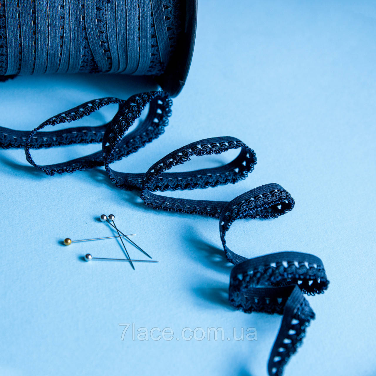Оздоблювальна (станова, ажурна) резинка для нижньої білизни / колір САПФІРОВИЙ / ширина 1,5 см / замовлення від 1 метра, фото 1
