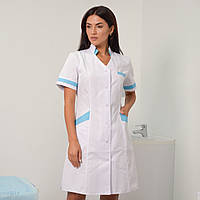 Жіночий медичний халат Анна біло-блакитний