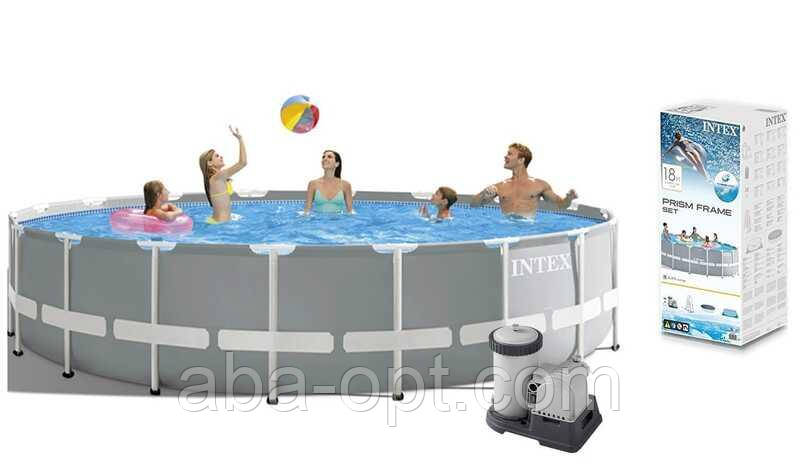 Intex Басейн каркасний 26732 NP (1) 549-122 см, насос 220V, 5687 л/год, об'єм води - 24311л, сходи, тент,