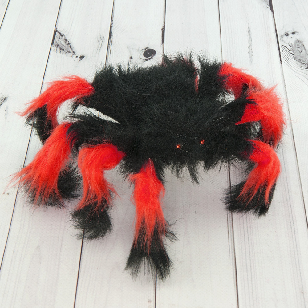 Купить Паук из меха 30см черный с красным, цена 136 ₴ — Prom.ua (ID ...