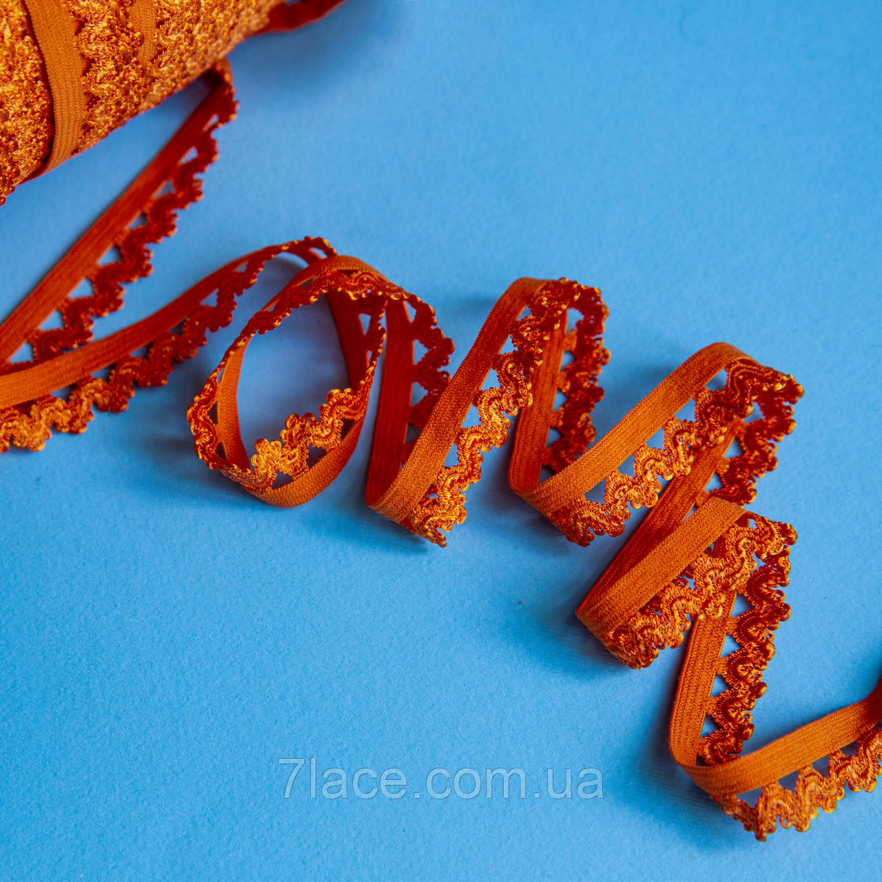Оздоблювальна (станова, ажурна) резинка для нижньої білизни / колір ПОМАРАНЧЕВИЙ / ширина 1,5 см / замовлення від 1 метра, фото 1