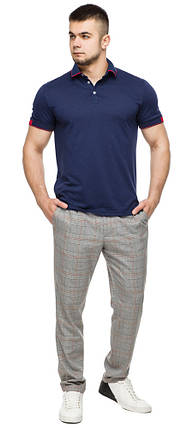 Чоловіча стильна футболка поло колір темно-синій-червоний модель 6618 (ОСТАЛСЯ ТОЛЬКО 48(M), фото 2
