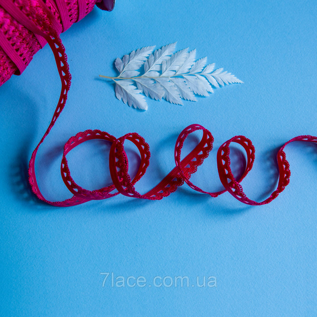 Оздоблювальна (станова, ажурна) резинка для нижньої білизни / колір МАЛИНОВИЙ / ширина 1,5 см / замовлення від 1 метра, фото 1