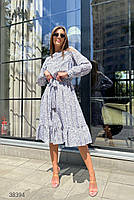 Літня сукня міді з оборкою по подолу з довгими рукавами з 42 по 48 розмір, фото 8