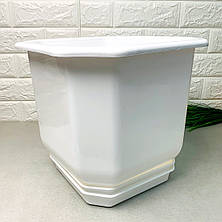 Середній вазон квітковий 16*16*14 см 2 л білого кольору, Дама Алеана, фото 3