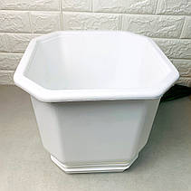 Середній вазон квітковий 16*16*14 см 2 л білого кольору, Дама Алеана, фото 4