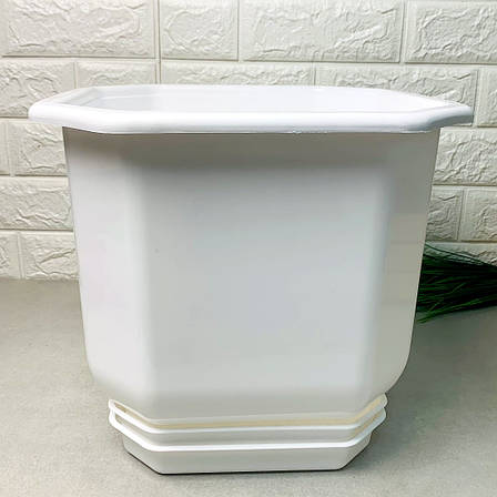 Середній вазон квітковий 16*16*14 см 2 л білого кольору, Дама Алеана, фото 1