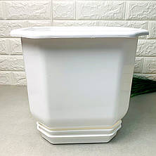 Середній вазон квітковий 16*16*14 см 2 л білого кольору, Дама Алеана, фото 2