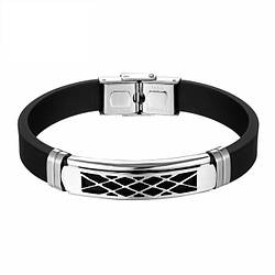 Чоловічий браслет з каучуку і сталі "Ромби"