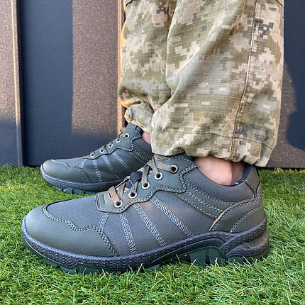 Чоловічі темно-зелені армійскі кросівки, фото 1