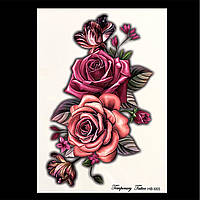 Тату tattoo временное татту наклейка на тело одноразовая лето розы цветная
