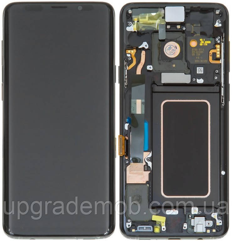 Дисплей модуль тачскрин Samsung G965 Galaxy S9+ чорний Amoled оригінал сервісне паковання з рамкою Midnight