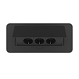 Розетка меблева потрійна Livolo чорний (VL-SHS013-FCTC-B), фото 3