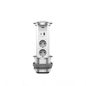 Висувна розетка на дві розетки, USB-A, USB Type-C Livolo cірий (VL-SHS021-FCTC-FCUA.UC-S)