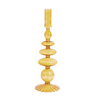Подсвечник праздничный REMY-DEСOR стеклянный Престиж желтого цвета для тонкой свечи высота 28см декор для дома