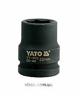 Головка торцевая ударная 6-гранная YATO : квадрат 3/4", М= 22 мм, L= 50 мм [16/64]