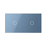 Сенсорний вимикач 2 сенсора (1-1) Livolo блакитний скло (VL-C701/C701-19), фото 2