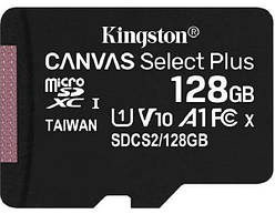 Карта пам'яті MicroSD  128Gb Kingston C10 Canvas Select Plus 100R A1 (код 110179)