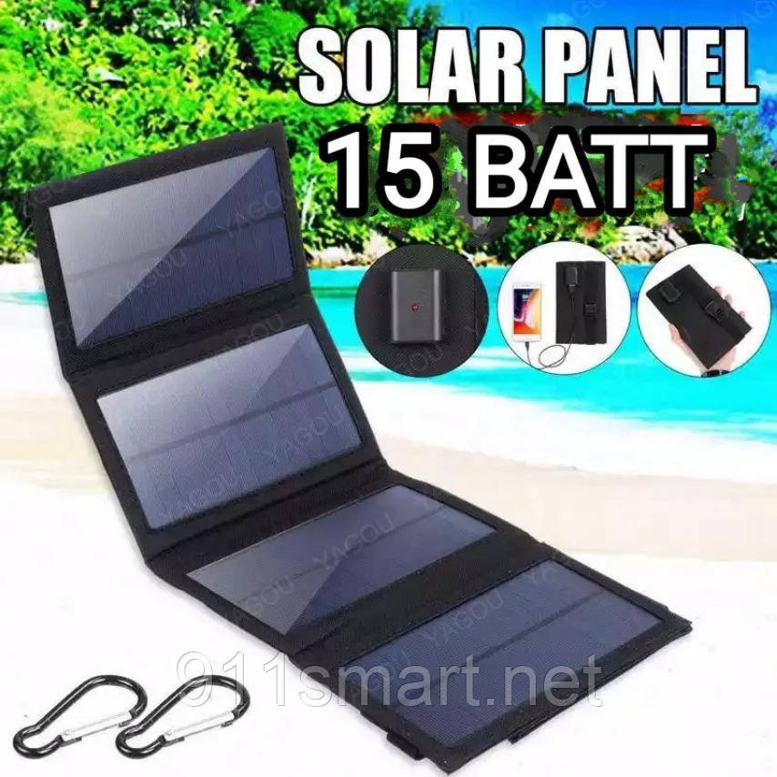 Мобільна міні сонячна панель (батарея) 15 Вт, фото 1