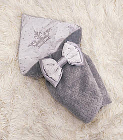 Демісезонний конверт - ковдра для новонароджених, вишивка корона, сірий