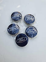 Колпачки заглушки (синие) на литые диски Ford Fusion/ Fiesta/ Focus/ Ecosport/ C-Max/ Mondeo/ Kuga