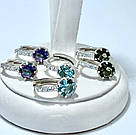 Срібні сережки Роуз з синім фіанітом, фото 2