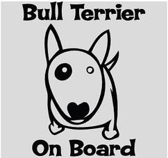 Вінілова наклейка на авто  - Bullterrier on board розмір 30 см