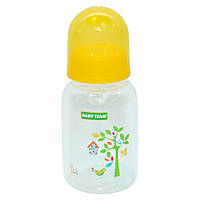 Пляшечка з силіконовою соскою жовта Baby Team 0+ 125 мл (4824428014007)