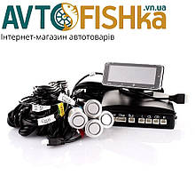 Парктронік 4 датчика 18,5 мм Cyclone SX-4W silver LCD дисплей з індикацією/звуковий сигнал/голос/сер