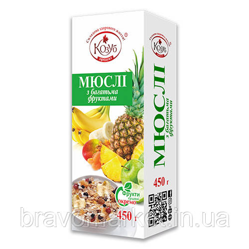 Мюслі з фруктами миттєвого приготування 450 г ТМ Козуб, фото 1
