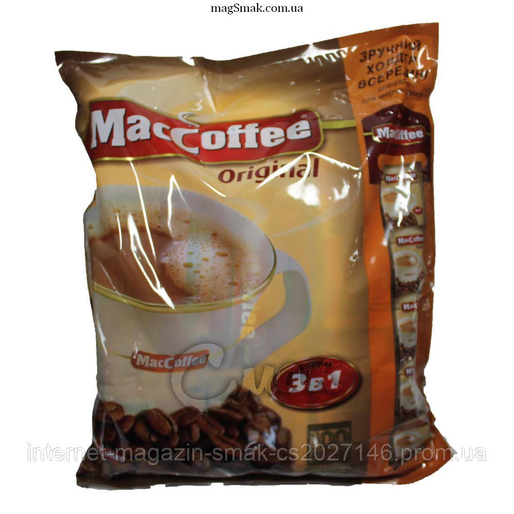 Кава 3в1 MacCoffee Original / МакКофе Класичний, 100 пакетів (ID ...