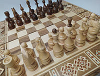 Шахматы деревянные резные ручной работы набор 3 в 1 шахматы, шашки, нарды.
