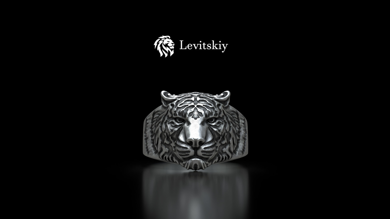 Срібний перстень тигр, фото 1