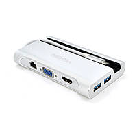 Хаб-конвертор VEGGIEG TC07-S Type-C (папа) на Type-C(мама) + USB3.0*3(мама) + HDMI(мама) + SD/TF, 10см,