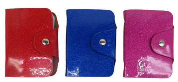 Візитниця для карток шкір\зам. на кнопці на 20 карт "Голографічна"