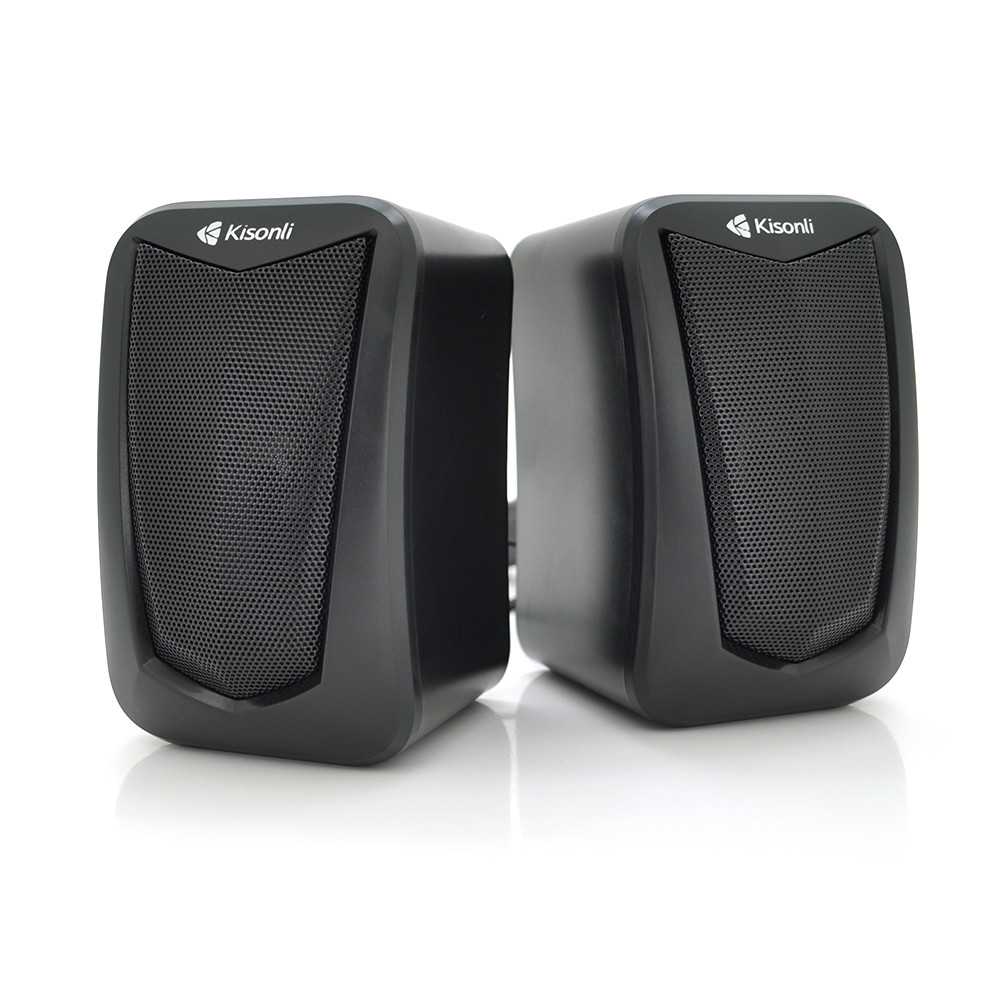 Колонки 2.0 Kisonli KS-06, для ПК і ноутбука, USB + 3.5 mm, 2x3W, 20Hz-20KHz, Black, BOX, Q50