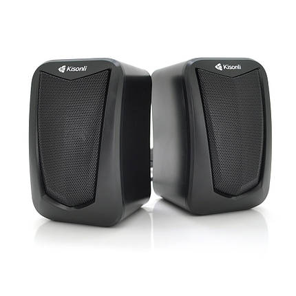 Колонки 2.0 Kisonli KS-06, для ПК і ноутбука, USB + 3.5 mm, 2x3W, 20Hz-20KHz, Black, BOX, Q50, фото 1