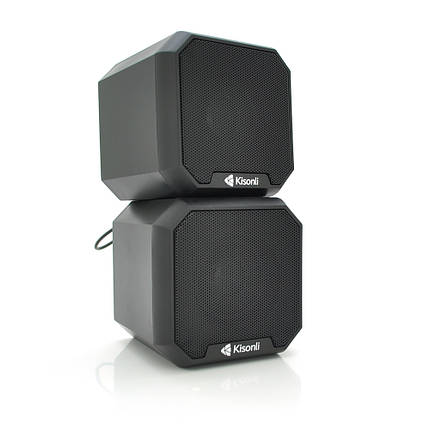 Колонки 2.0 Kisonli KS-02, для ПК і ноутбука, USB + 3.5 mm, 2x3W, 20Hz-20KHz, Black, BOX, Q50, фото 1