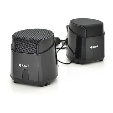 Колонки 2.0 Kisonli K500, для ПК і ноутбука, USB + 3.5 mm, 2x3.5W, 20Hz-20KHz, Black, BOX, Q50, фото 1