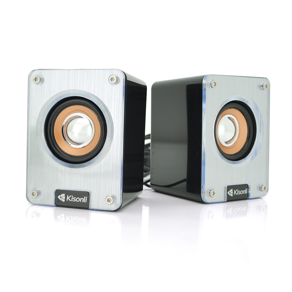 Колонки 2.0 Kisonli K200, для ПК і ноутбука, USB + 3.5 mm, 2x3W, 20Hz- 20KHz, Silver, BOX, Q50