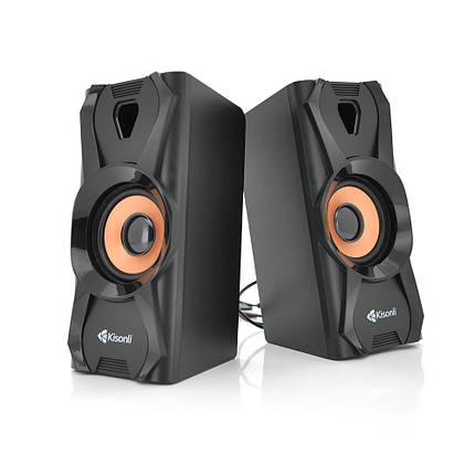 Колонки 2.0 Kisonli U-9003, для ПК і ноутбука, USB + 3.5 mm, 2x3W, 20Hz-20KHz, Black, BOX, Q40, фото 1