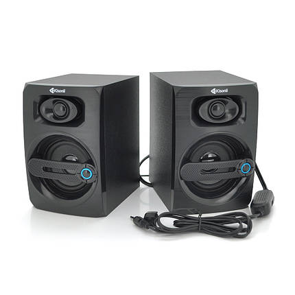 Колонки 2.0 Kisonli T-010 для ПК і ноутбука, USB + 3.5 mm, 2x3W, 20Hz- 20KHz, Black, BOX, Q30, фото 1