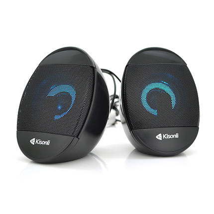 Колонки 2.0 Kisonli L-7070 для ПК і ноутбука, USB + 3.5 mm, 2x3W, 20Hz- 20KHz, Black, BOX, Q50, фото 1