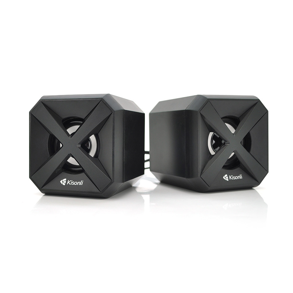 Колонки 2.0 Kisonli L-5050 для ПК і ноутбука, USB + 3.5 mm, 2x3W, 20Hz-20KHz, з підсвіткою, Black, BOX, Q50