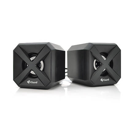 Колонки 2.0 Kisonli L-5050 для ПК і ноутбука, USB + 3.5 mm, 2x3W, 20Hz-20KHz, з підсвіткою, Black, BOX, Q50, фото 1
