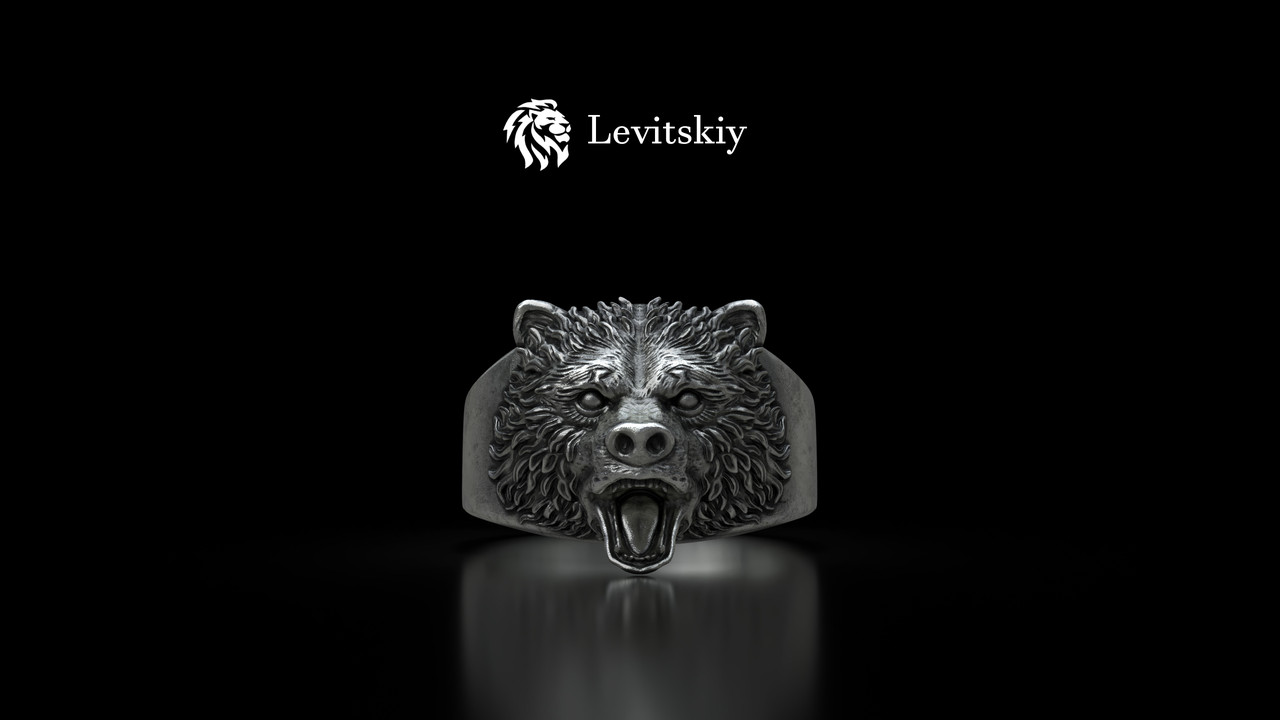 Срібний персень Ведмідь, фото 1