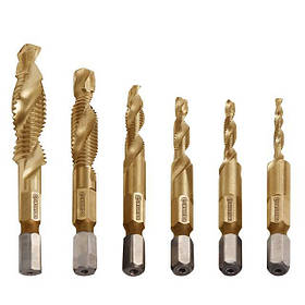 Набір свердел-мітчиків INTERTOOL SD-5841, свердла-мітчики для металу, комплект свердел для різьблення 6 од.