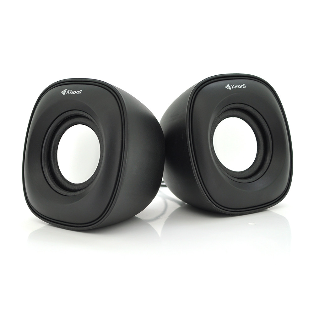 Колонки 2.0 Kisonli V350 для ПК і ноутбука, USB + 3.5 mm, 2x1,5W, 20Hz-20KHz, Black, BOX, Q60
