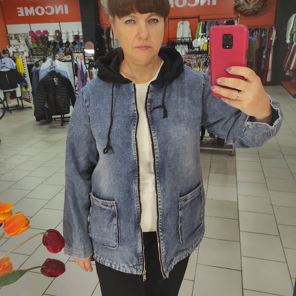 Джинсова довга жіноча куртка із замком, фото 1